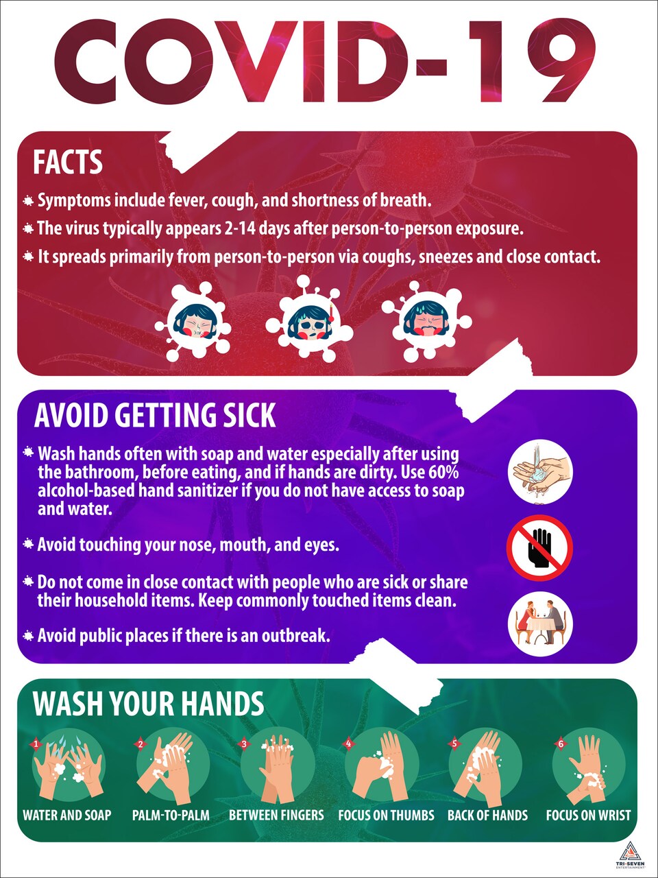 COVID-19 Poster Facts Coronavirus Protection Wall Print, 18"x24", Unframed